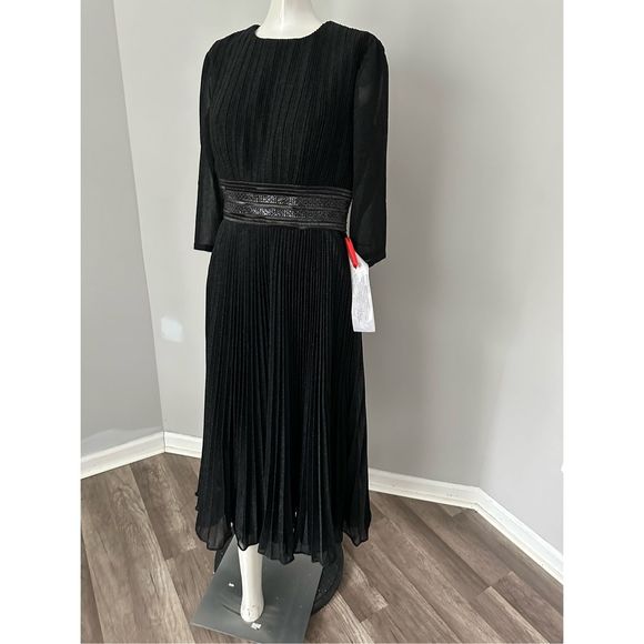 MAC DUGGAL SHIMMERING 3/4 SLEEVE A-LINE MIDI DRESS - Picture 5 of 10